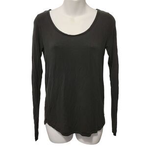 2/$20 Vintage Dark Grey Plain Top Blouse Made in Portugal Size: M